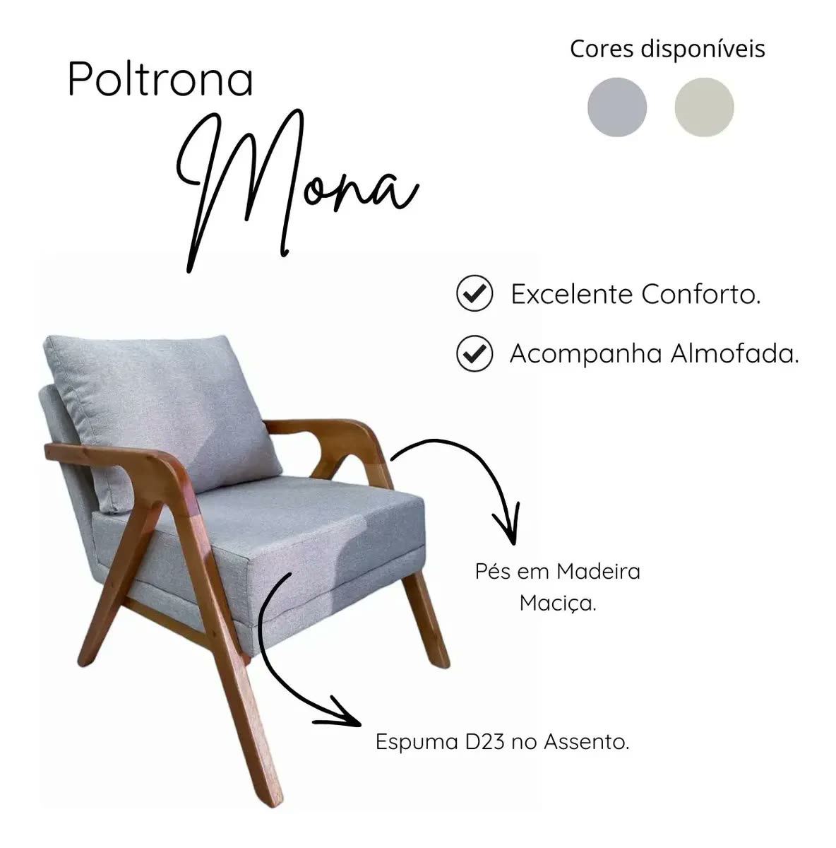 foto de Poltrona Mona Decorativa Luxo Veludo Linho Sala Confortavel