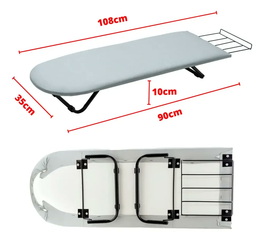 Tábua De Mesa Passar Roupa Dobrável Portátil Tecido Térmico Cor Preto