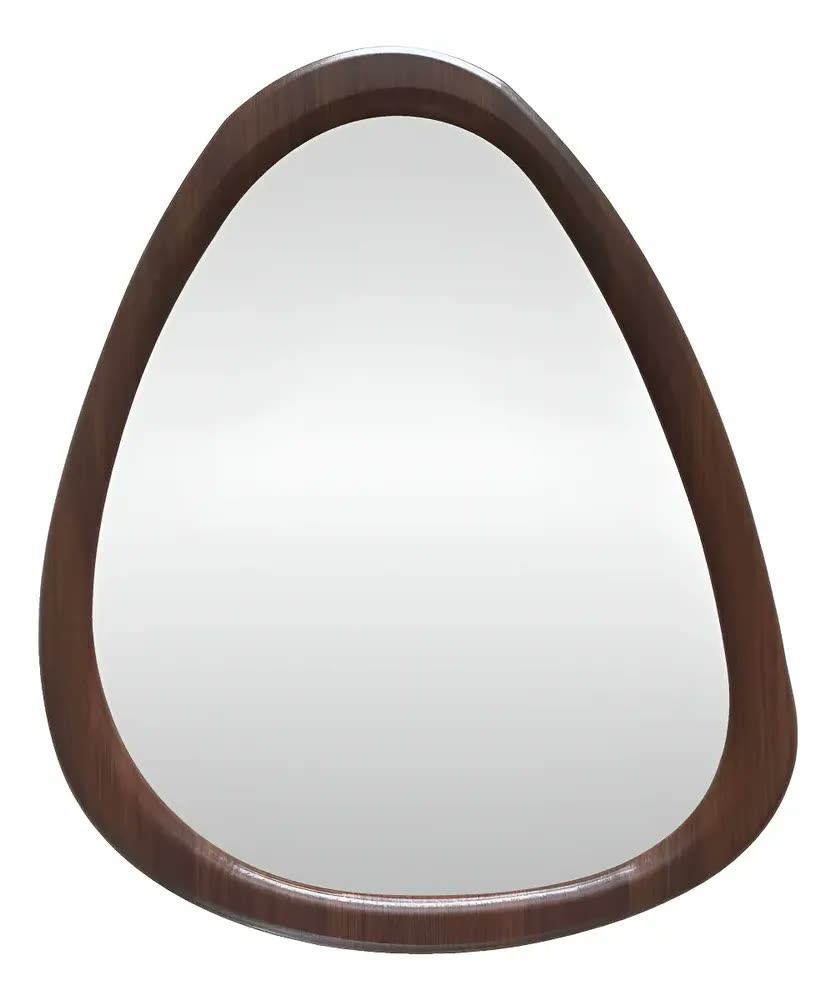 Espelho Formato Orgânico - Moldura Estilo Cor Madeira Escura Marrom-escuro