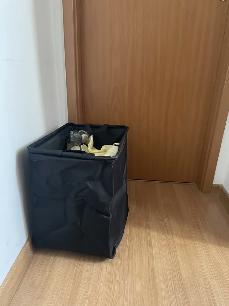foto de Cesto Organizador Multiuso Preto Nylon Dobrável 60L Guarde Bem