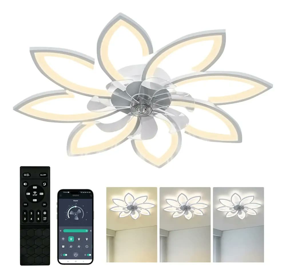 Ventilador de Teto Intelar 86cm LED Silencioso com Controle Remoto 6 Velocidades