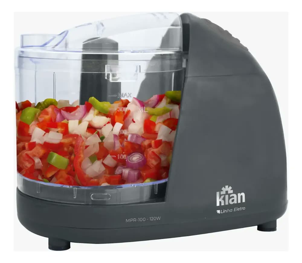 Processador De Alimentos Mini Eletrico Turbo Cor Cinza Lunar Cinza Lunar Moonstone 110v - Kian