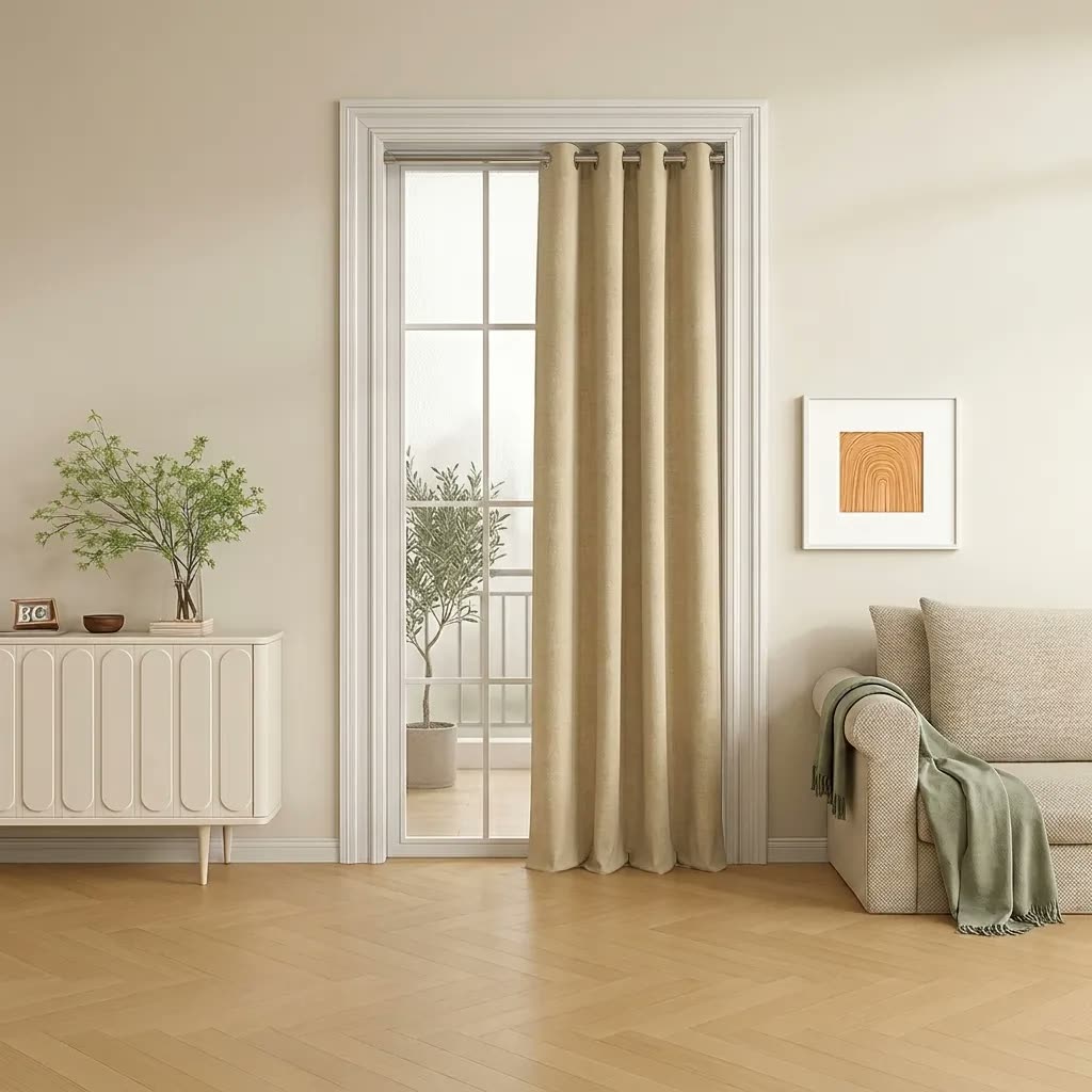 Cortina Blackout Porta Sala 1,38x2 Liso Corta Luz Tecido