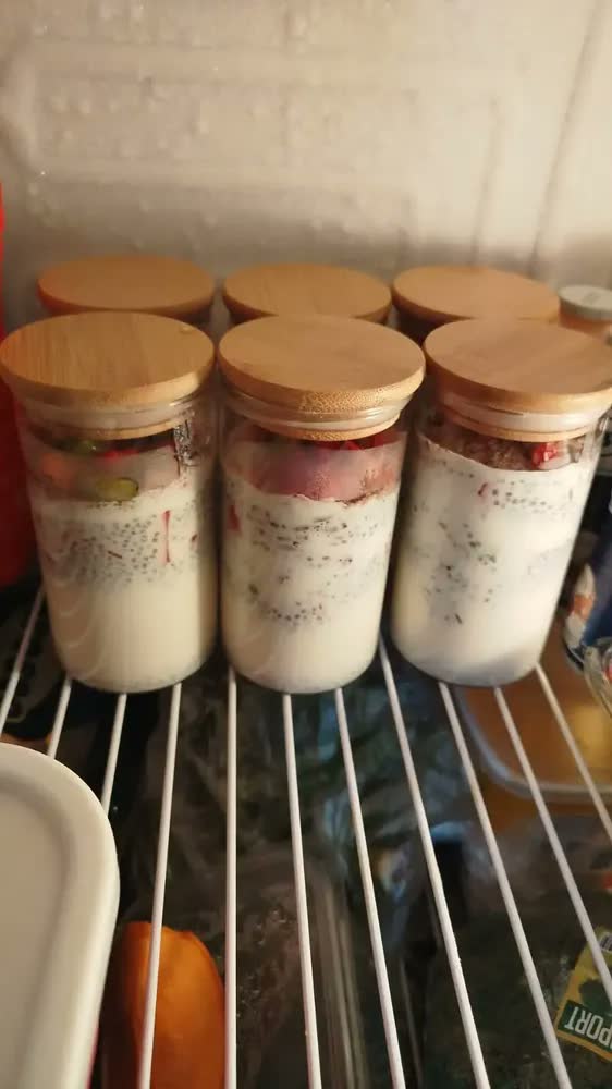 foto de Kit 3 Potes Tampa De Bambu 300ml Hermético Vidro Borossilicato Porta Temperos Mantimentos Alimentos Redondo Transparente Bravli