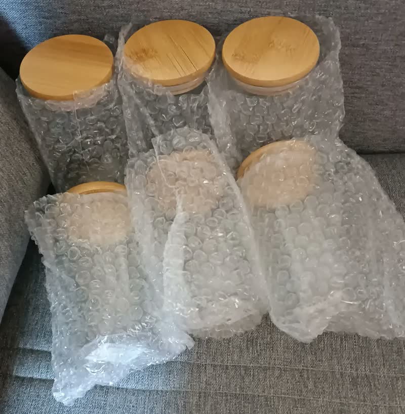 foto de Kit 3 Potes Tampa De Bambu 300ml Hermético Vidro Borossilicato Porta Temperos Mantimentos Alimentos Redondo Transparente Bravli