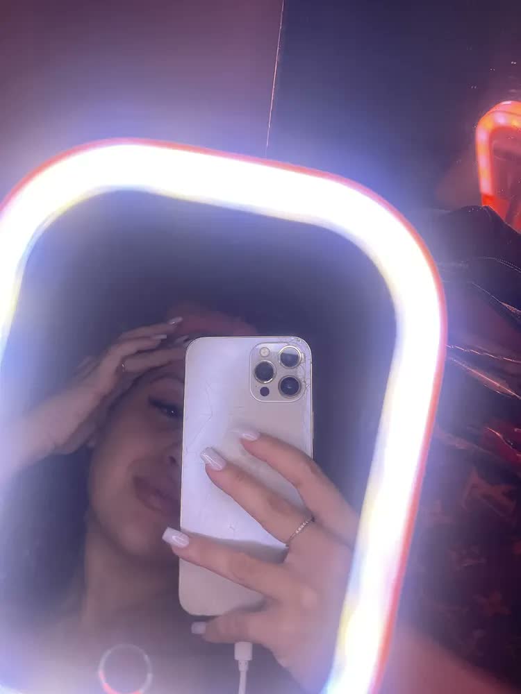 foto de Espelho Maquiagem Led Mesa Com Toque Inteligente Rosa