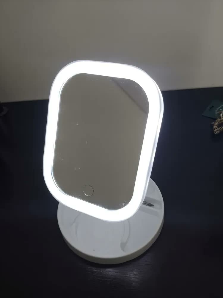 foto de Espelho Maquiagem Led Mesa Com Toque Inteligente Rosa