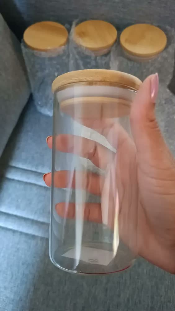 foto de Kit 6 Pote Tampa De Bambu 300ml Hermético Vidro Borossilicato Porta Temperos Mantimentos Alimentos Redondo Cor Transparente Bravli