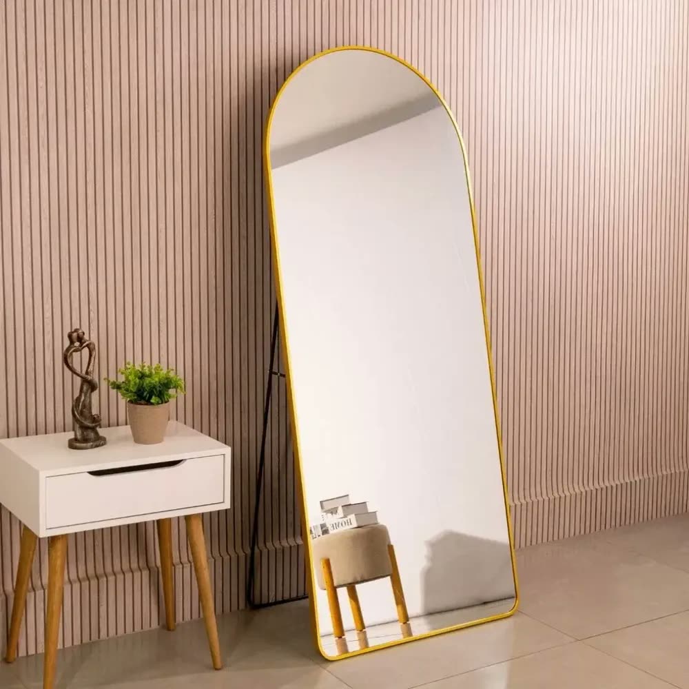 Espelho Decorativo Oval Quarto Sala Com Moldura Chão Parede