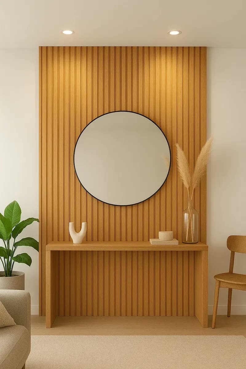 20 Placas Adesivas Painel Madeira Ripada Montável Mdf 45x11