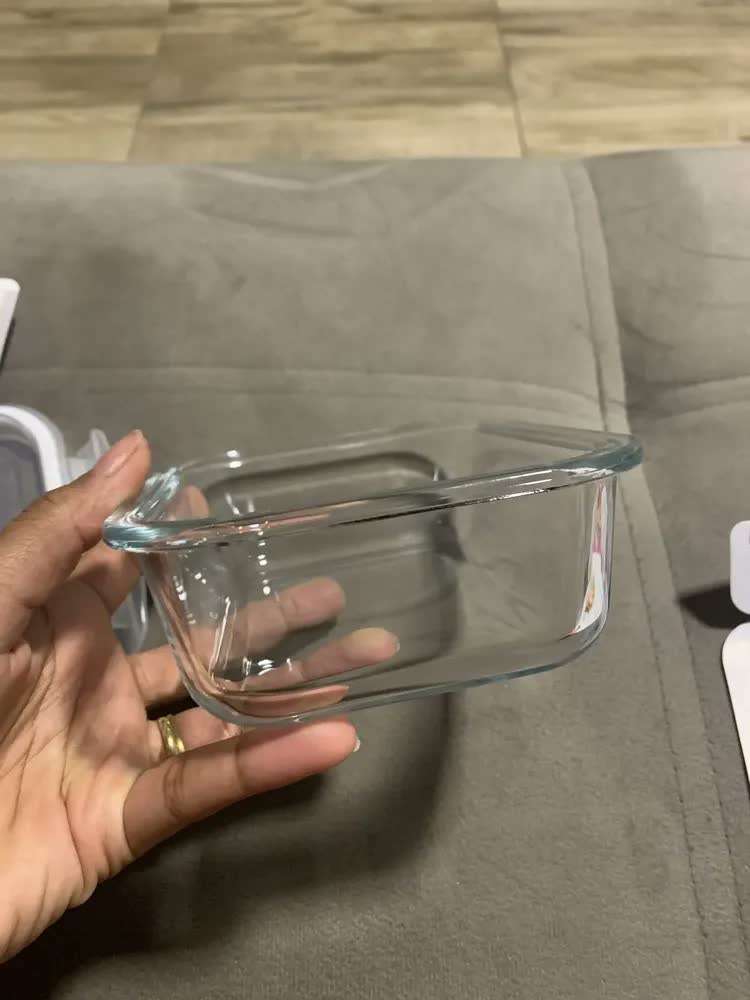 foto de Conjunto 5 Pote Vidro Hermético Marmita Tampa Plástico 640ml Cor Branco (QH)