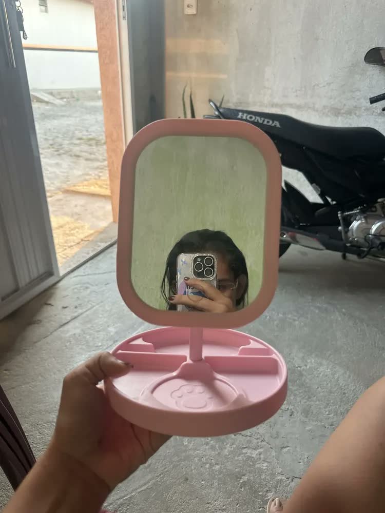 foto de Espelho De Mesa Maquiagem Led Portátil Usb Rotação Abajur