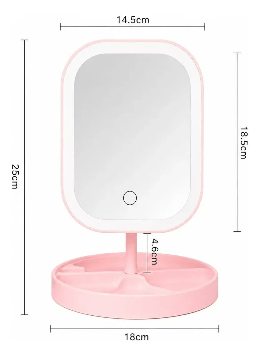 Espelho De Mesa Maquiagem Led Portátil Usb Rotação Abajur