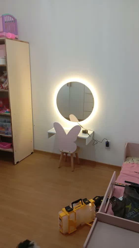 foto de Espelho Redondo 60cm C/ Led Para Parede Quarto Banheiro Sala