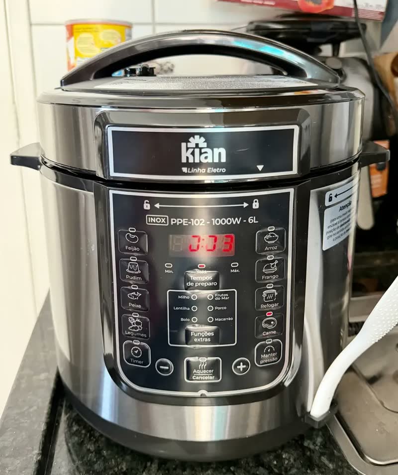 foto de Panela De Pressão Elétrica 6l 1000w Inox Ppe102 - Kian