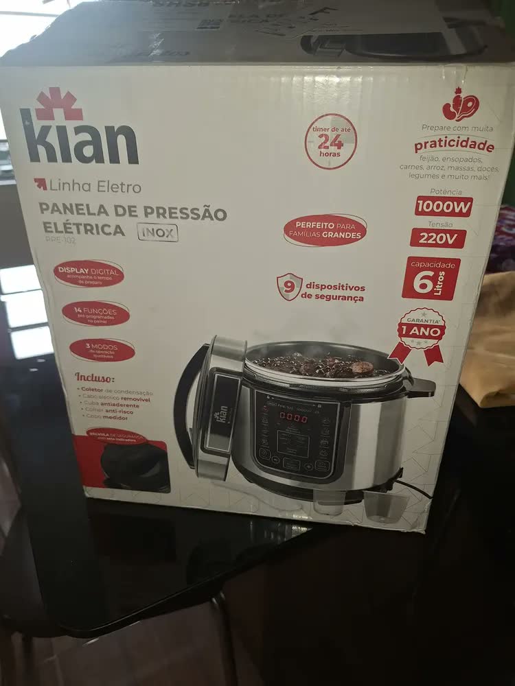 foto de Panela De Pressão Elétrica 6l 1000w Inox Ppe102 - Kian