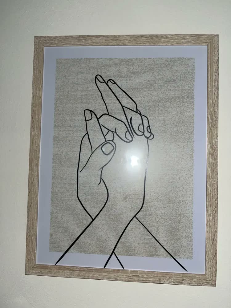 foto de Quadro C/moldura Mãos Dadas Amor Casal Para Cabeceira Quarto Cor Carvalho/avelã