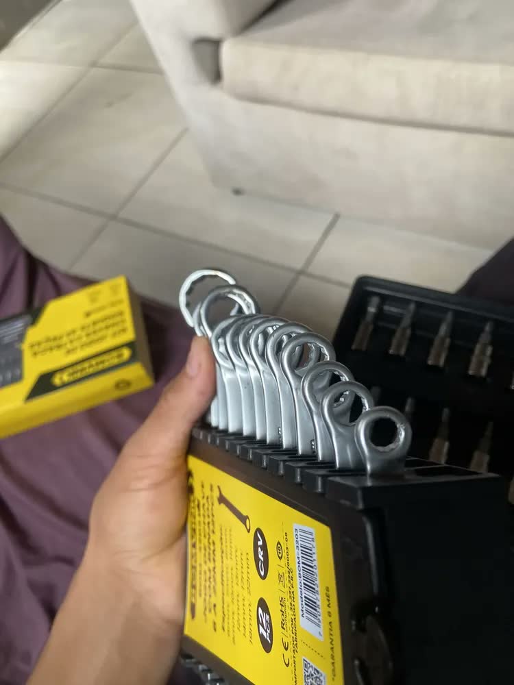 foto de Jogo Chaves Combinadas Kit Ferramentas Soquete Catraca Chave De Boca Combinada 58 Peças Crv Cietec