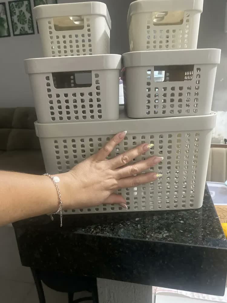 foto de Kit 5 Caixas Organizadoras 2l 4,5l 17l Com Tampa Multiuso Cor Verde