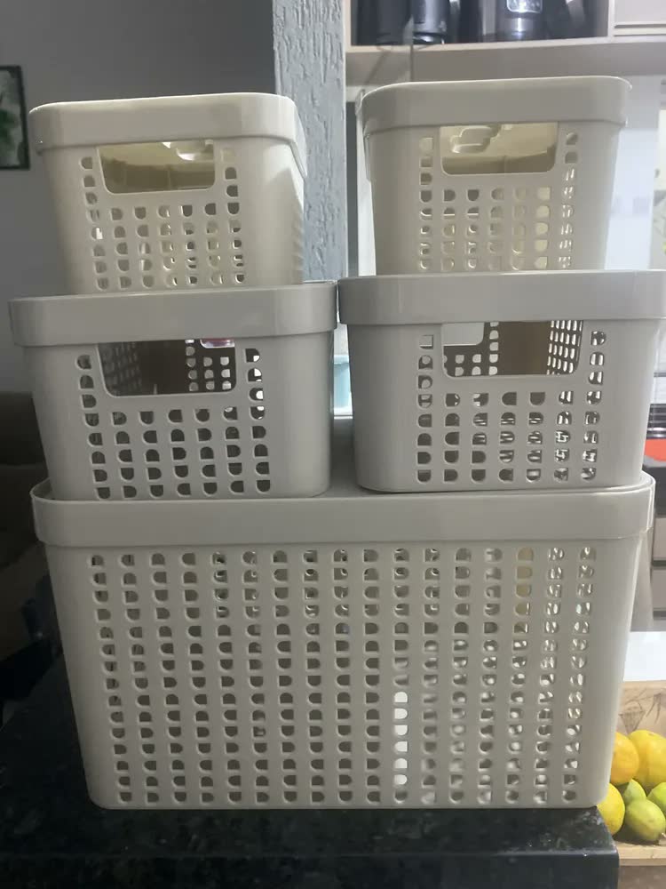 foto de Kit 5 Caixas Organizadoras 2l 4,5l 17l Com Tampa Multiuso Cor Verde