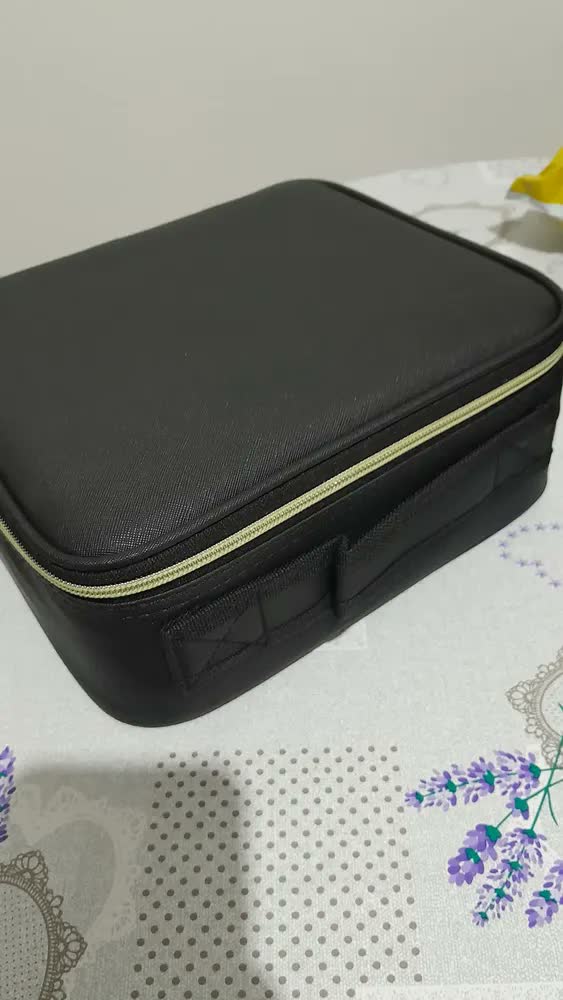 foto de Maleta Profissional de Maquiagem Com Espelho e LED USB, Organizador Portátil de Cosméticos e Divisórias Ajustáveis EX Decor