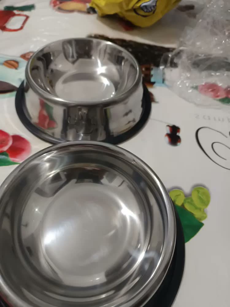 foto de Kit 2 Tigela Inox G Bebedouro Comedouro Cachorro Grande Inox Grande Potinho 800ml