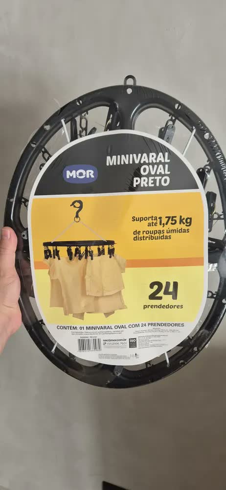 foto de Mini Varal Oval 24 Prendedores - Mor - Azul/rosa/verde Cor Preto