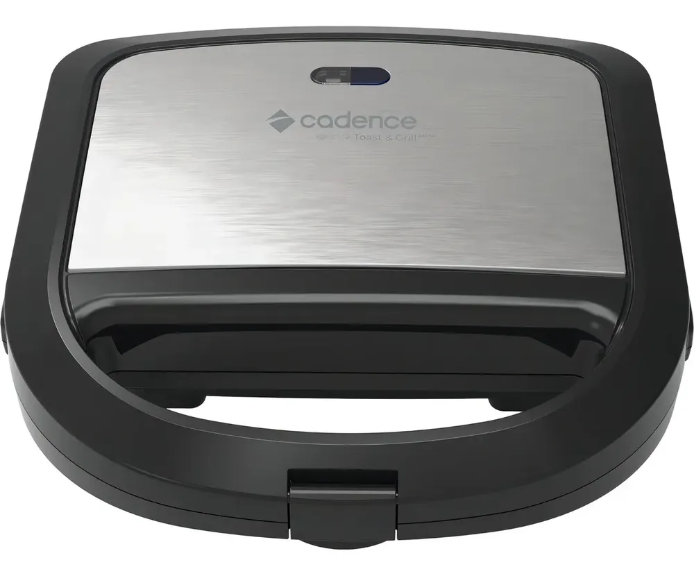 foto de Sanduicheira Elétrica Portátil Chapas Antiaderentes Toast & Grill San615 750w Cadence Saudável Prático Sem Óleo Cor Inox/preto