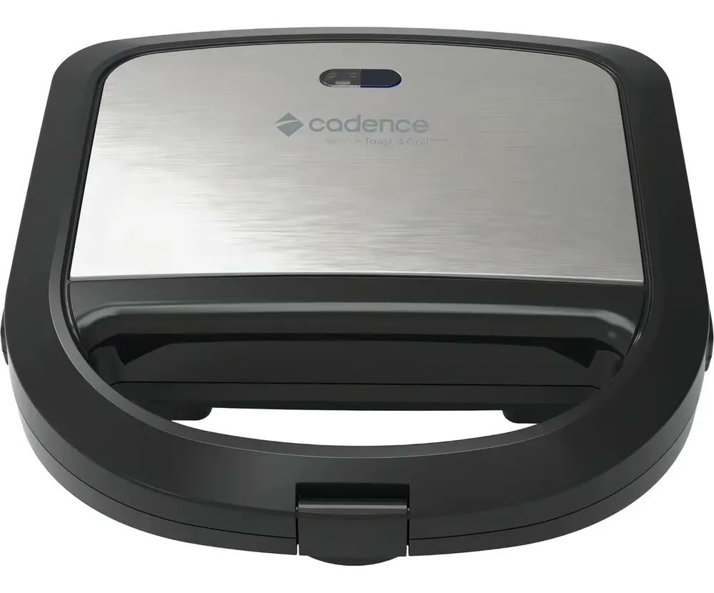 Sanduicheira Elétrica Portátil Chapas Antiaderentes Toast & Grill San615 750w Cadence Saudável Prático Sem Óleo Cor Inox/preto