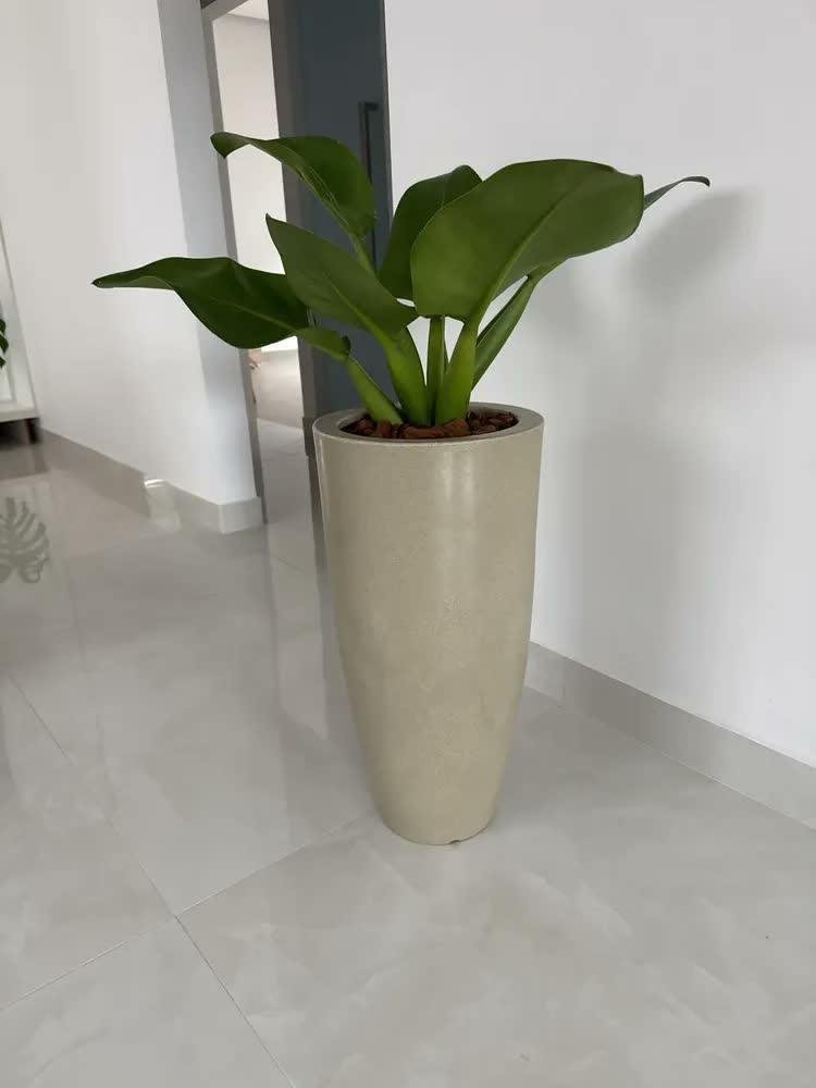 foto de Vaso Luxo Planta Sala Coluna Ibiza Cone G Decorativo Liso