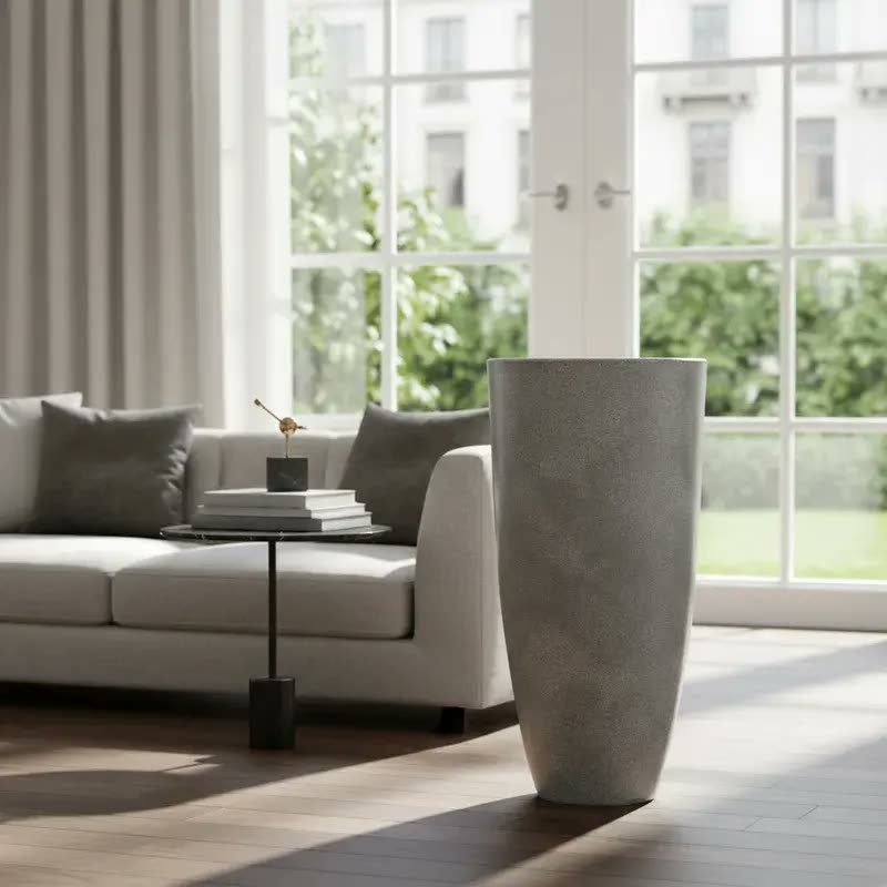 Vaso Luxo Planta Sala Coluna Ibiza Cone G Decorativo Liso