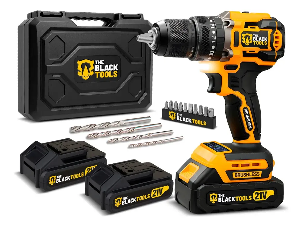 foto de Parafusadeira Furadeira De Impacto Profissional Sem Fio 2 Baterias 21v Com Maleta Tb-21yx The Black Tools