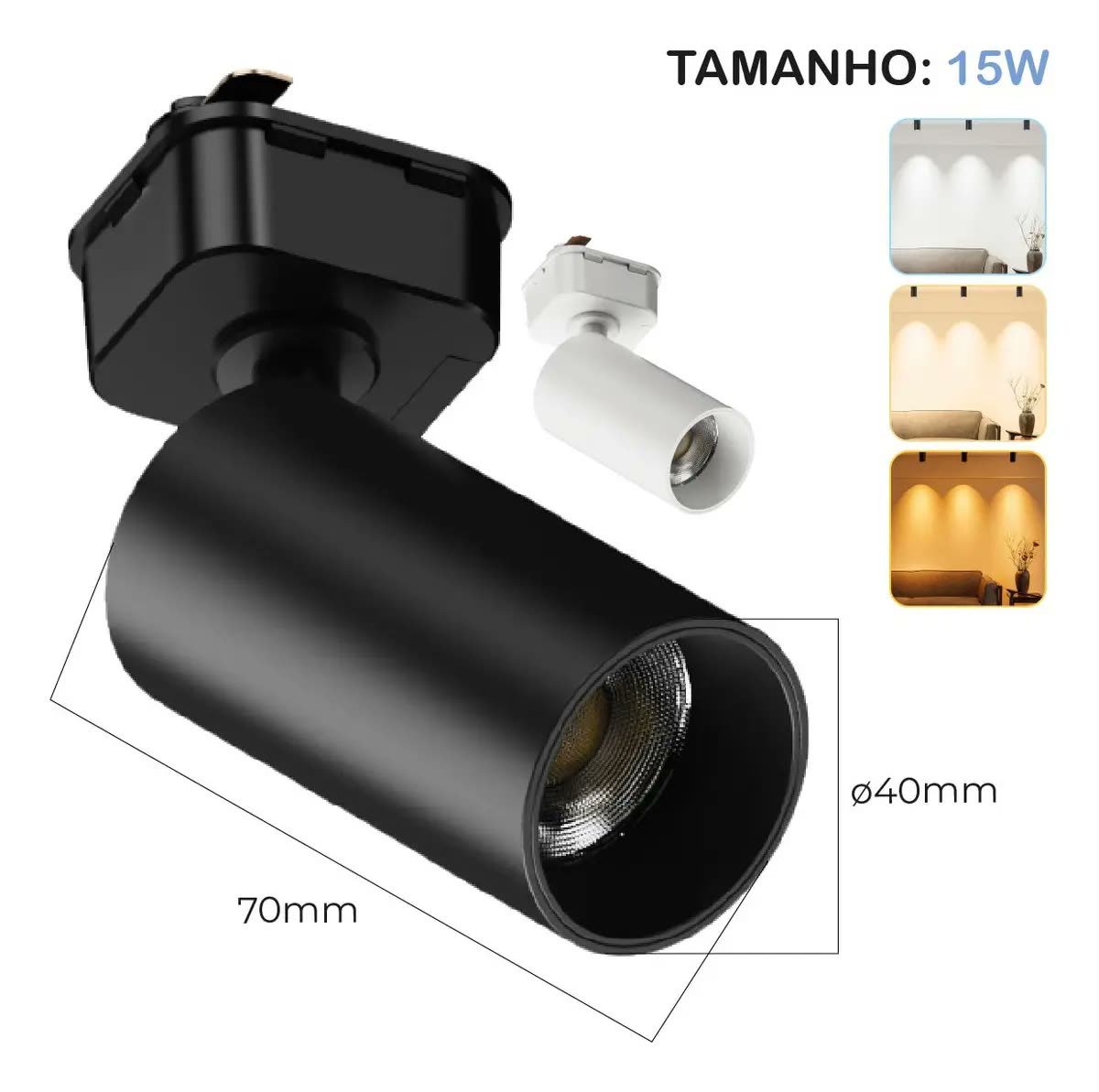 2m Trilho + 6 Spots Led Eletrificado 15w Luz Tubinho Bivolt
