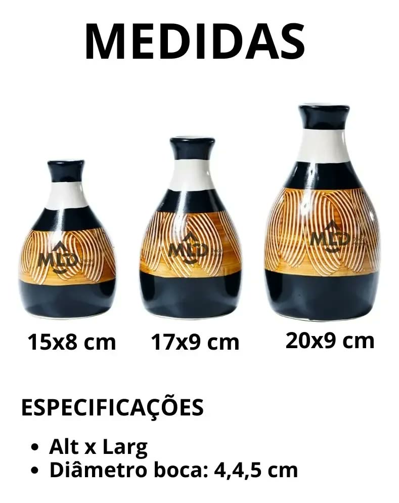 Trio de Vasos Decorativos de Cerâmica com Design Moderno para Mesa