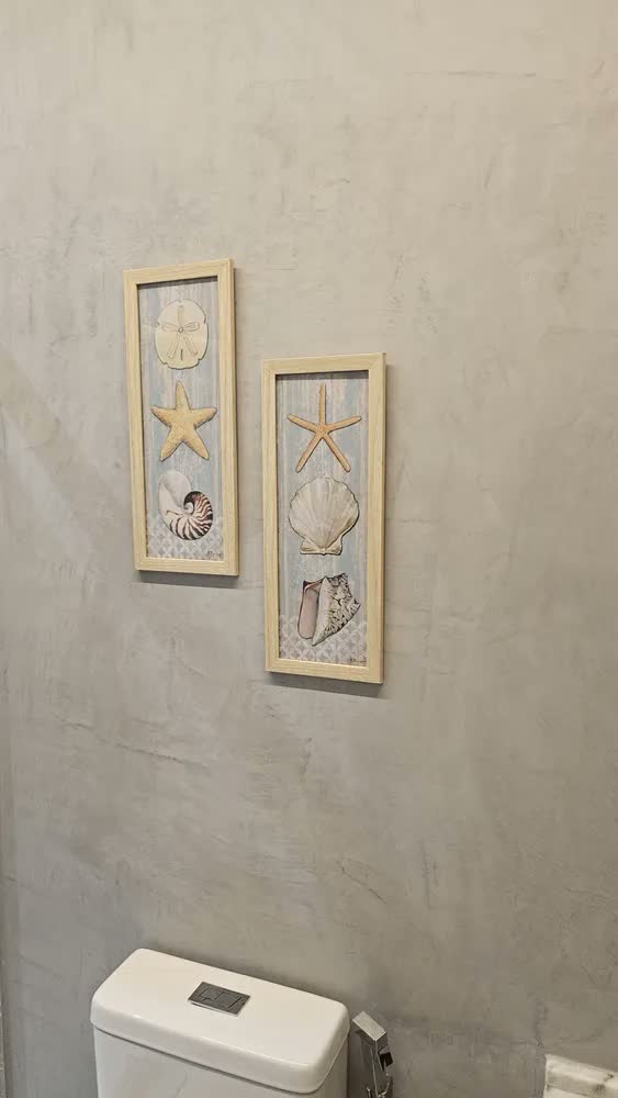 foto de Quadro Decorativo De Parede Praia Mar Sala Copa Com Moldura Cor Carvalho/avelã