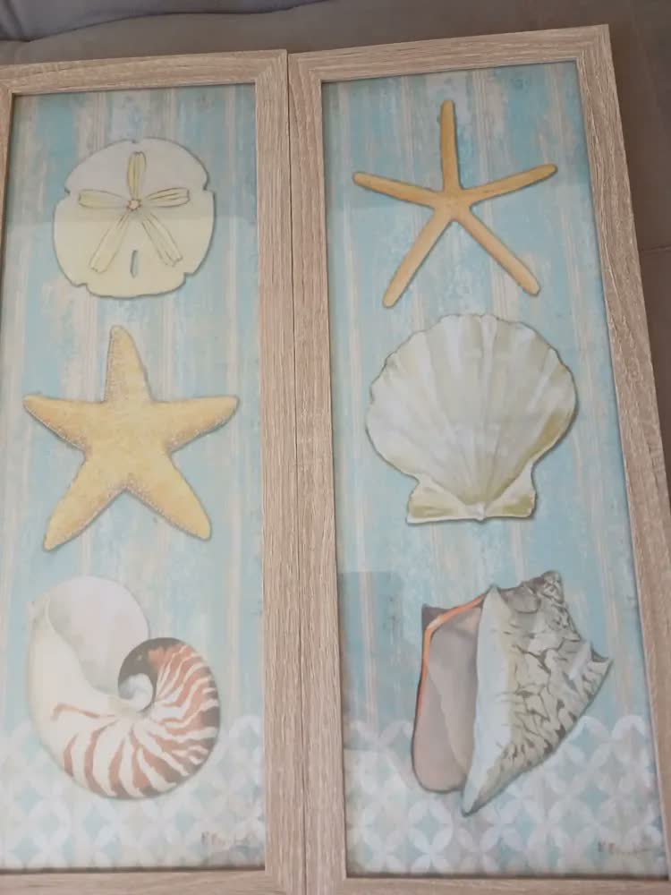 foto de Quadro Decorativo De Parede Praia Mar Sala Copa Com Moldura Cor Carvalho/avelã