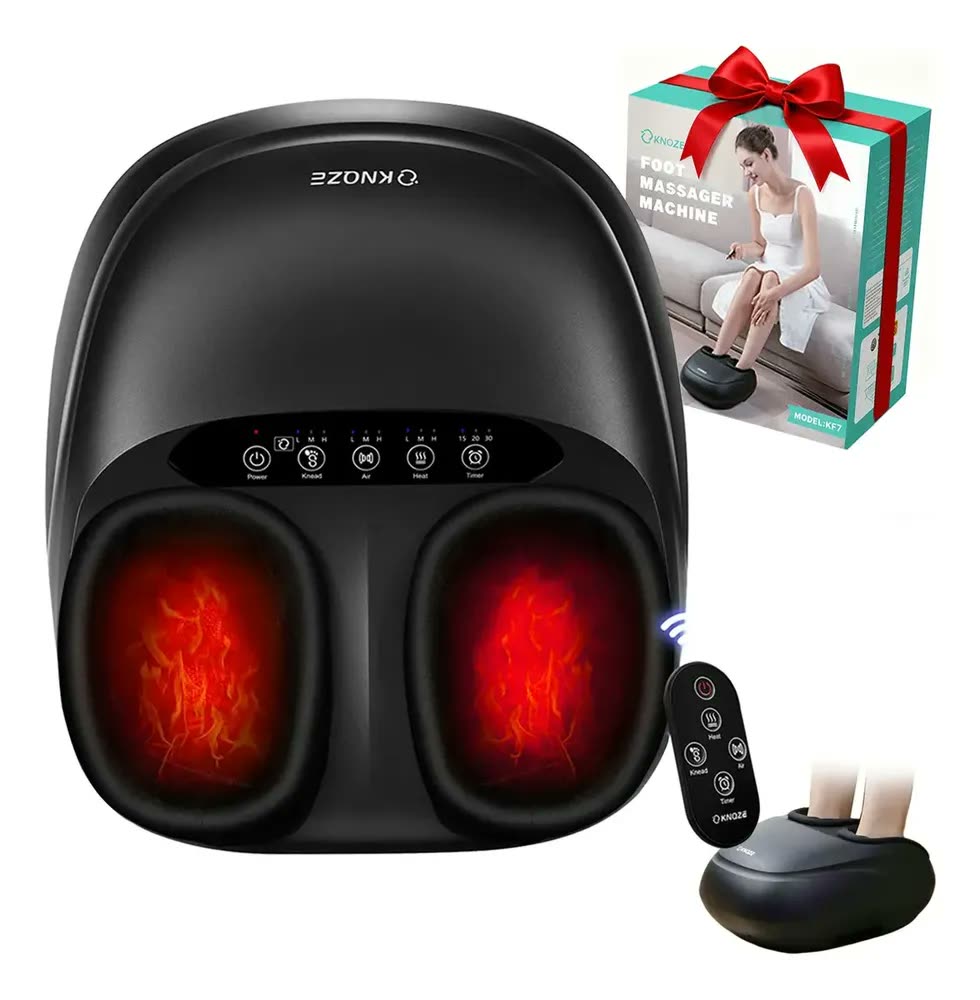foto de massageador eletrico pes Massagem para Fascite Plantar Shiatsu com Aquecimento Controle Remoto Massageador Pes Bivolt Massageador Eletrico Portatil 3 Intensidades Timer KNQZE
