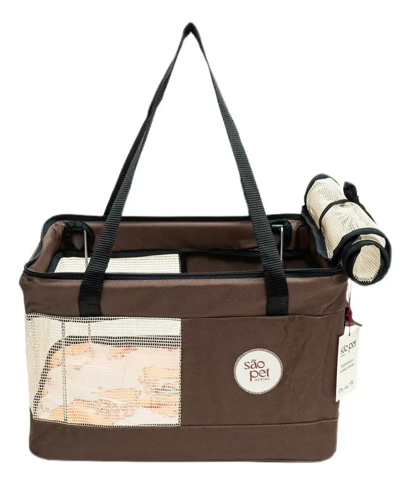 Bolsa De Transporte Aéreo Para Pets Modelo Latam 40x28x25cm Cor Marrom