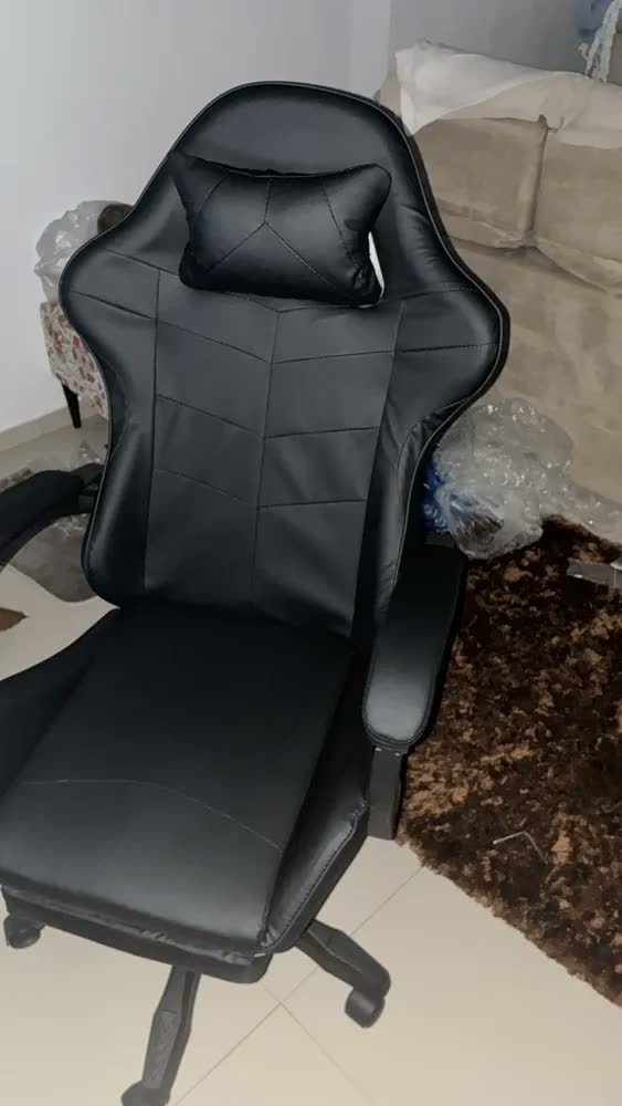foto de Cadeira De Escritório Gamer Nitro Ergonômica Estofado Couro Sintético Reclinável Altura Ajustável Apoio Para Pés Cor Rosa Luvinco