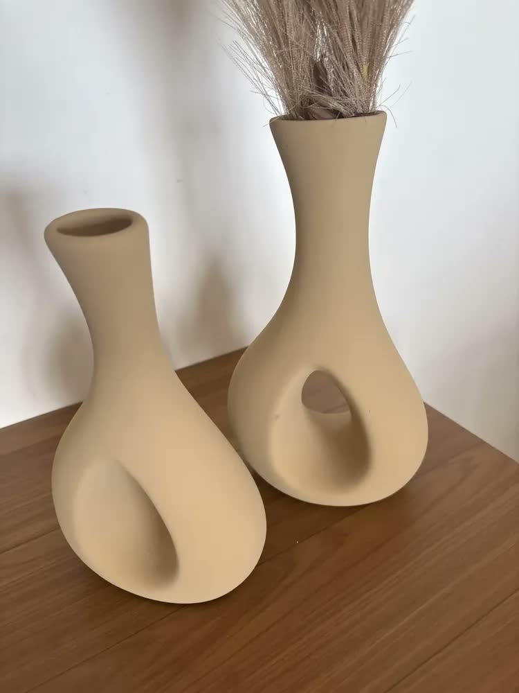 foto de Enfeite Rack Sala Dupla De Vasos Decorativos Vaso Cerâmica