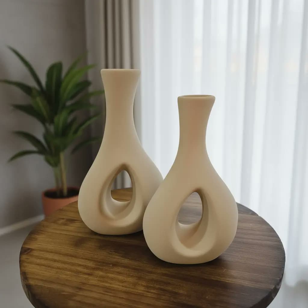Enfeite Rack Sala Dupla De Vasos Decorativos Vaso Cerâmica