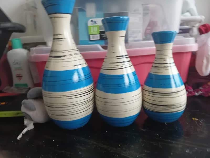 foto de Enfeite Para Sala Trio Vaso Colorido Decorativo Moderno Casa Cor Mostarda Giz
