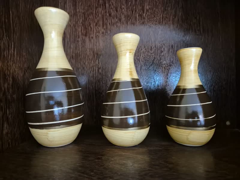 foto de Enfeite Para Sala Trio Vaso Colorido Decorativo Moderno Casa Cor Mostarda Giz