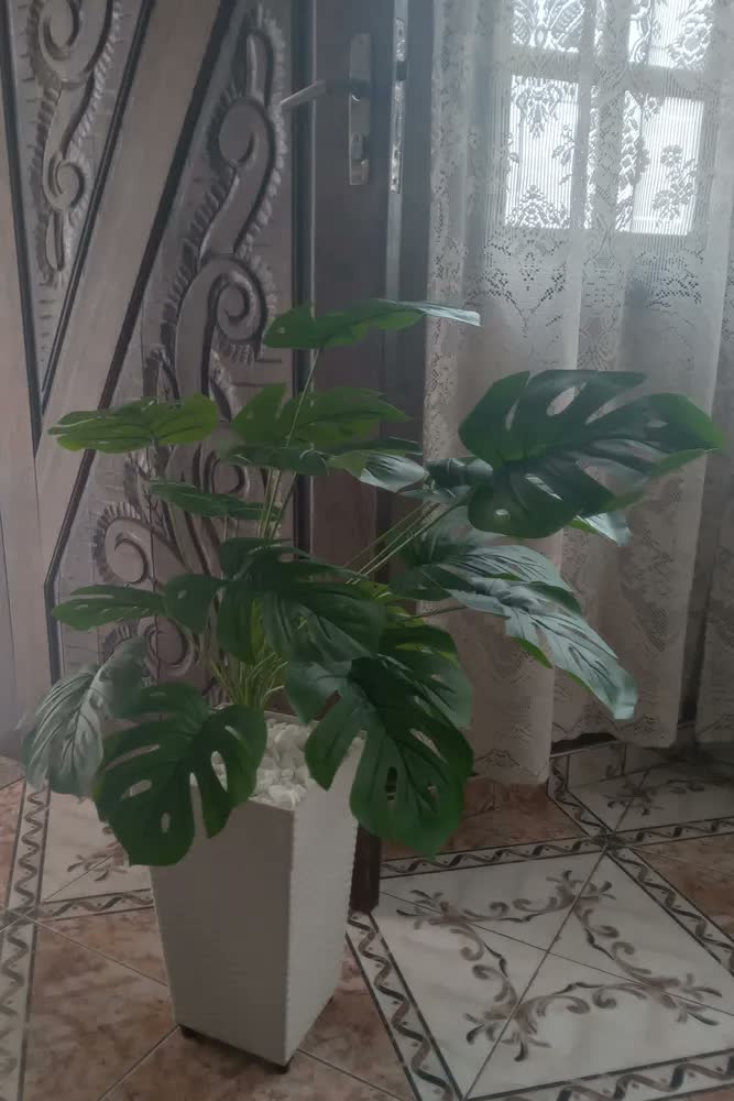 foto de Planta Artificial Grande Costela De Adão Com Vaso Decorativo