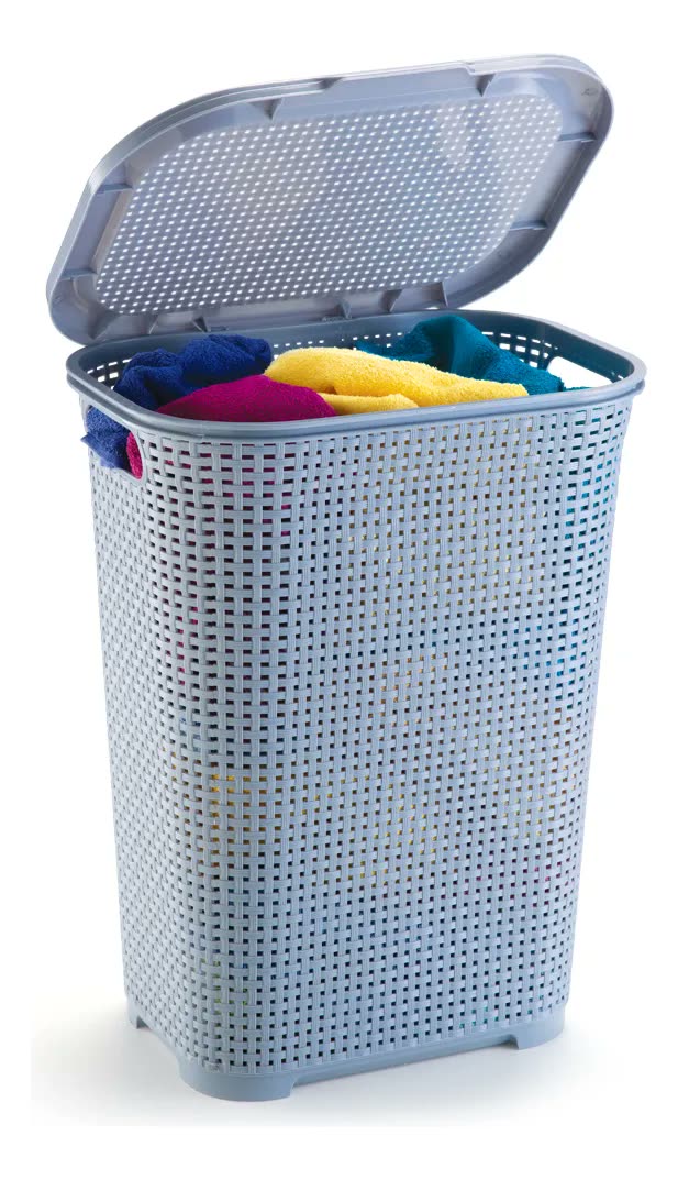 Cesto 30 Litros Rattan Para Roupas E Brinquedos Com Tampa