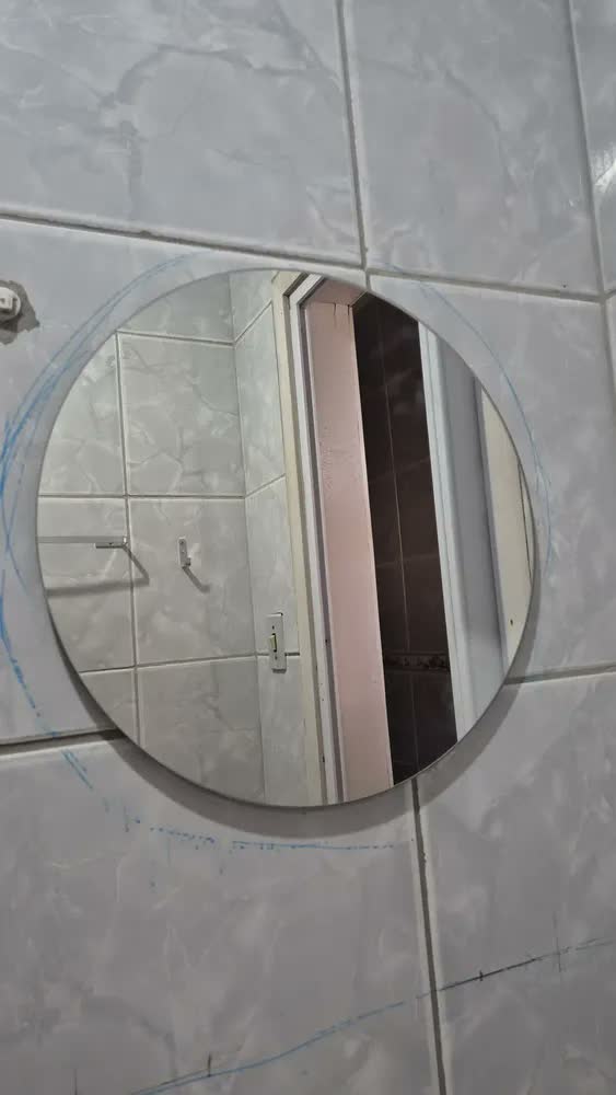 foto de Espelho De Vidro 40cm Redondo Decorativo Banheiro Sala Moldura Lapidado
