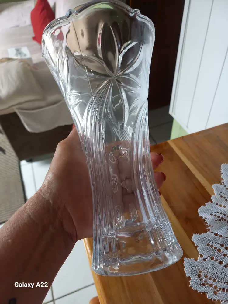 foto de Vaso Diamond Vidro Res. Plantas 23cm Flores Decoração Sala Cor Transparente