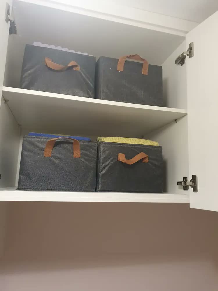 foto de Arminini Kit 4 Caixas Organizadoras Dobráveis Para Guarda-Roupa Closet Armário Cesto Organizador de Roupas em Tecido Poliéster Reforçado com Alças