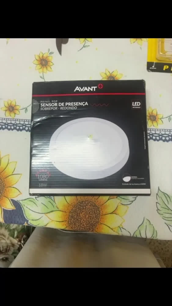 foto de Painel LED Avant Redondo Avant 18W Teto Luz Branco Frio 6500K Sensor Presença