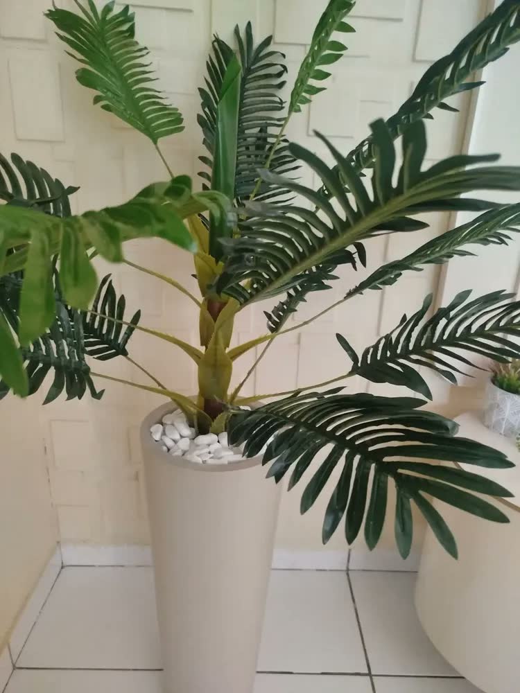 foto de Vaso Polietileno Ibiza Grande Sala Luxo Moderno Decorativo Cor Cimento